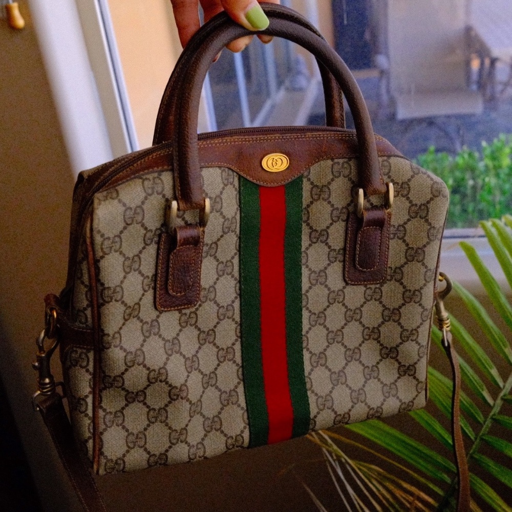 Vintage Gucci Monogram Boston Bag Medium Size